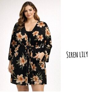 Siren lily sheer floral kimono/duster 2x